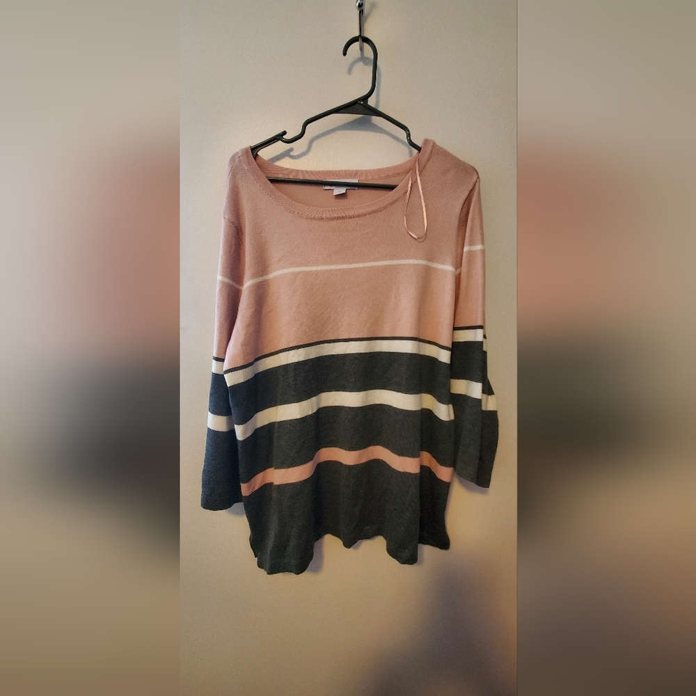 Liz Claiborne Pink, Blue and Grey sweater L
